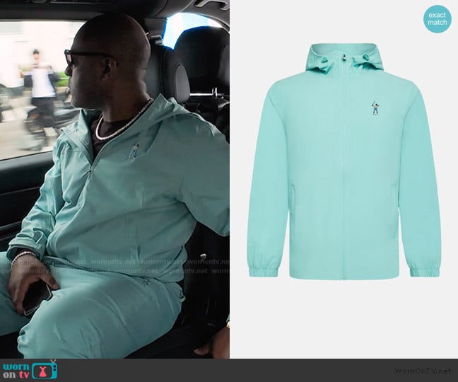 Eastside Golf  Aqua Sky Shattered Swing Windbreaker Jacket worn by (Corey Gamble) on The Kardashians