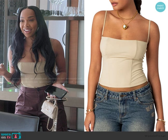 Edikted Juno Corset Crop Camisole worn by (Malika Haqq ) on The Kardashians