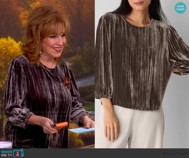 Eileen Fisher Bubble Sleeve Velvet Top worn by Joy Behar on The View