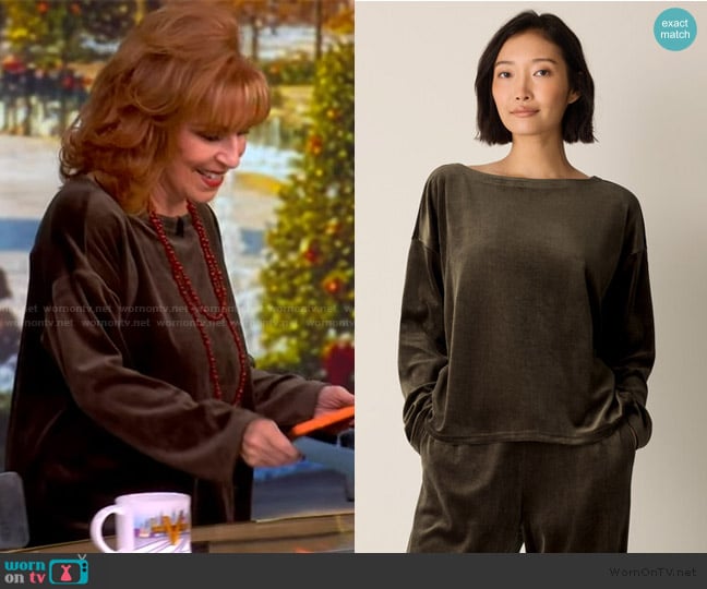 Eileen Fisher Cozy Velour Knit Bateau Neck Top worn by Joy Behar on The View