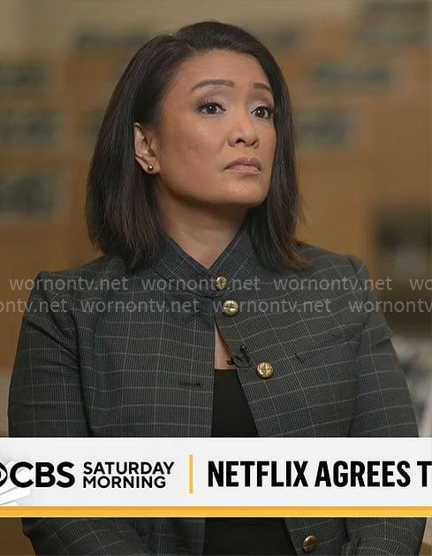 Elaine Quijano’s plaid jacket on CBS Mornings