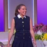 Eli Rallo’s navy button front mini dress on The Jennifer Hudson Show