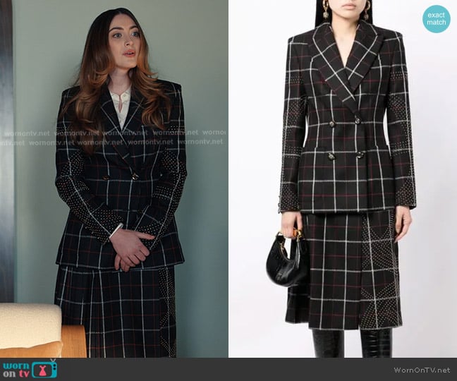 Elie Saab Check-pattern Blazer and Skirt worn by Celia (Bookie Schwartz) on Alls Fair