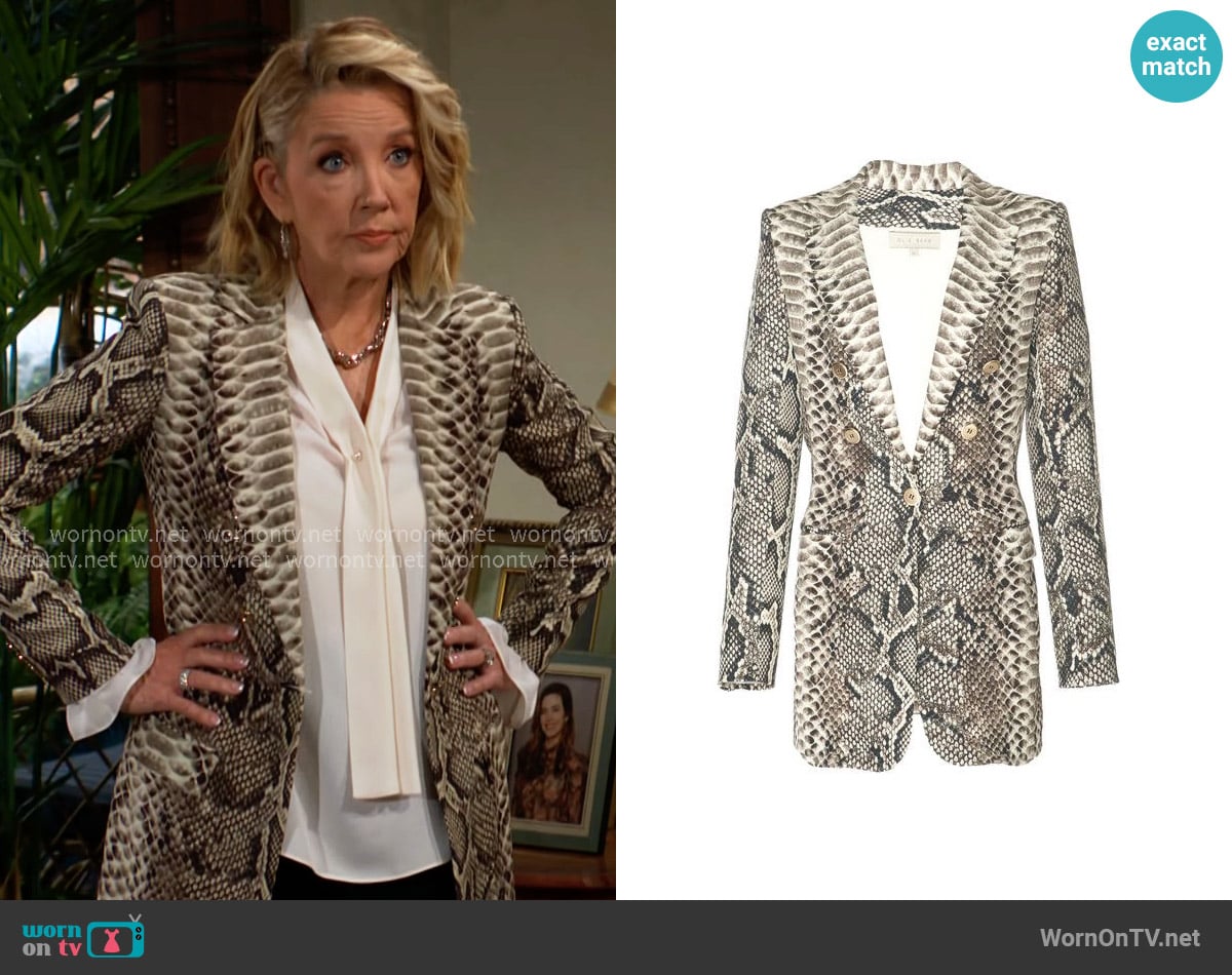 Elie Saab Snakeskin Tuxedo Jacket worn by Nikki Reed Newman (Melody Thomas-Scott) on The Young and the Restless