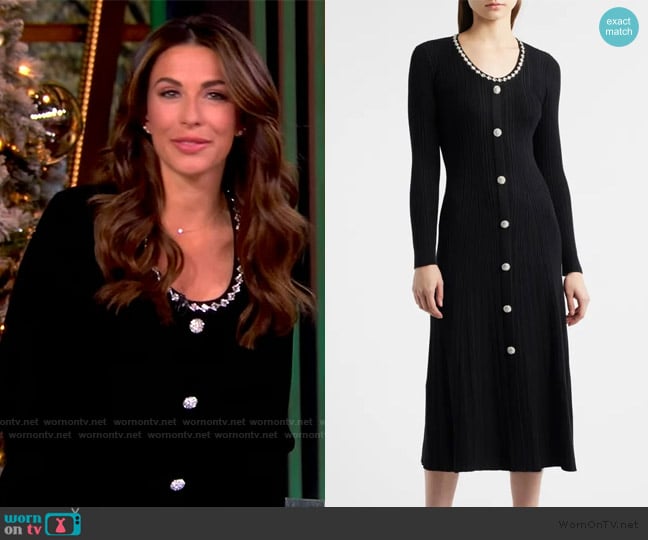 Elie Tahari The Emmie Rhinestone Detail Long Sleeve Knit Dress worn by Alyssa Farah Griffin on The View