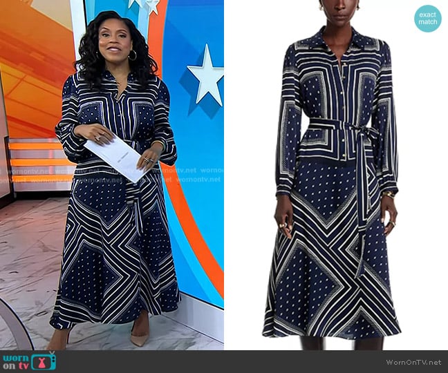 Sheinelle’s navy geometric print shirtdress on Today