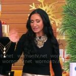 Elizabeth Werner’s black embellished collar sweater on CBS Mornings