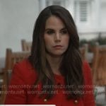 Elizabeth Cook’s red jacket with gold buttons on CBS Mornings