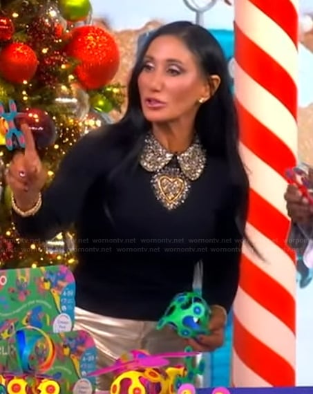 Elizabeth Werner’s black heart embellished sweater on The View