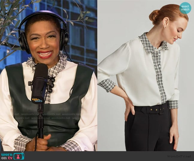 Ellen Tracy Tweed Trim Blouse worn by Deja Vu on Live with Kelly and Mark