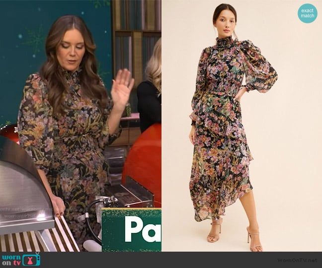 Elliatt Dorian Ruffled Dress worn by Monica Mangin on Live with Kelly and Mark