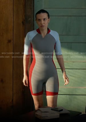 El’s grey colorblock wetsuit on Stranger Things