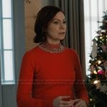 Elsbeth’s red rhinestone embellished sweater on Elsbeth
