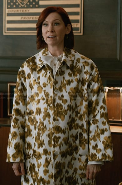 Elsbeth’s floral print coat on Elsbeth