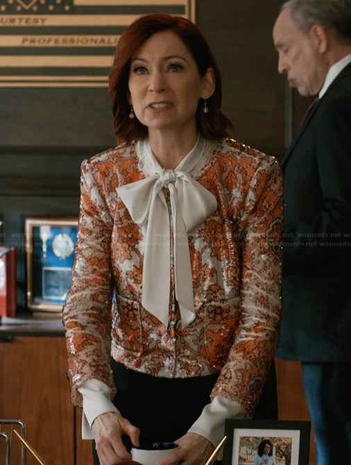 Elsbeth’s floral sequin jacket on Elsbeth