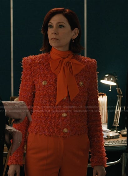 Elsbeth's red textured jacket on Elsbeth