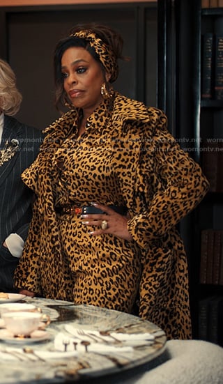 Emerald’s yellow leopard shirt, pants and coat on Alls Fair