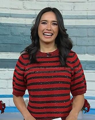 Emilie’s red and black striped sweater on Today
