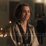 Emily’s print kimono jacket on Emily in Paris