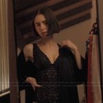 Emily's black lace bodysuit on Emily in Paris
