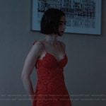 Emily’s red lace slip dress on Emily in Paris