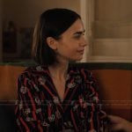 Emily’s black paisley print pajamas on Emily in Paris