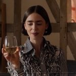 Emily’s striped ruffle shirt on Emily in Paris