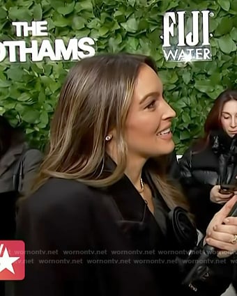 Emily’s black tuxedo blazer dress on Access Hollywood