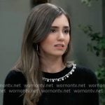 Emma’s black pearl embellished sweater on General Hospital