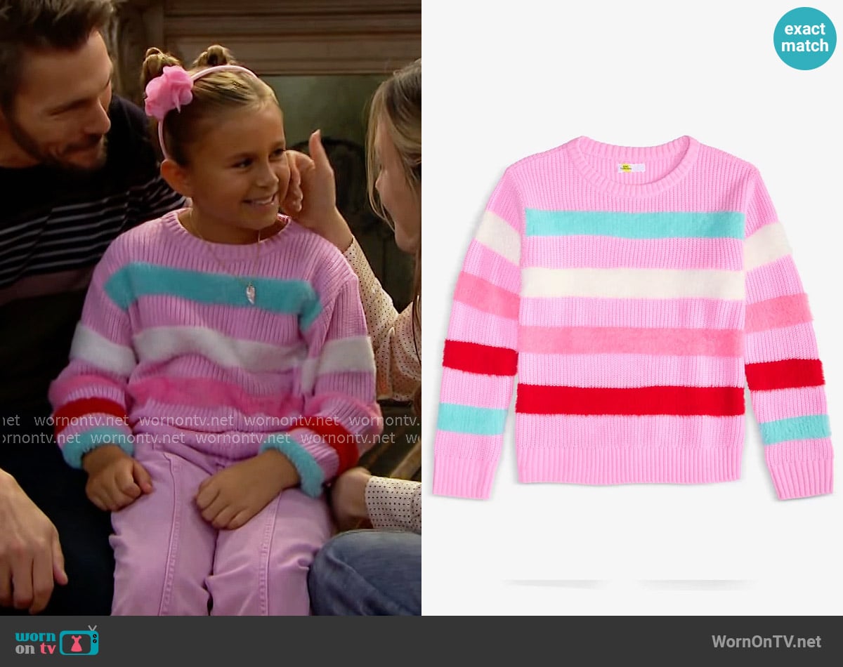 Beth’s pink striped sweater on The Bold and the Beautiful Beth’s pink striped sweater on The Bold and the Beautiful