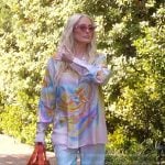 Erika's printed silk shirt and pants on The Real Housewives of Beverly Hills