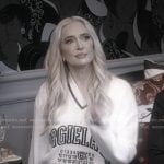 Erika’s white print v-neck sweater on The Real Housewives of Beverly Hills
