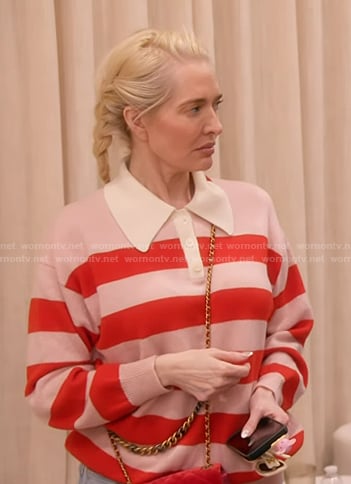 Erika's pink stripe rugby polo on The Real Housewives of Beverly Hills