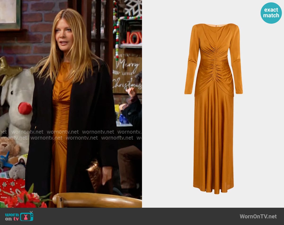 Et Ochs Thea Gown in Latte worn by Phyllis Summers (Michelle Stafford) on The Young and the Restless