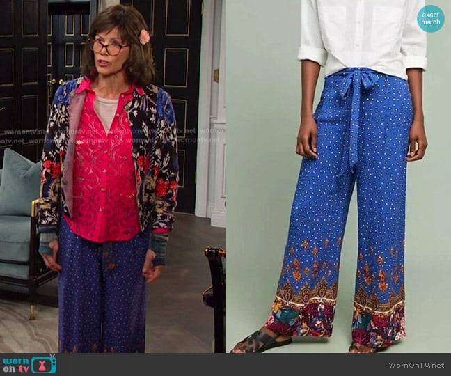 Ett:twa Wide Leg Floral Pants worn by Susan Banks (Stacy Haiduk) on Days of our Lives