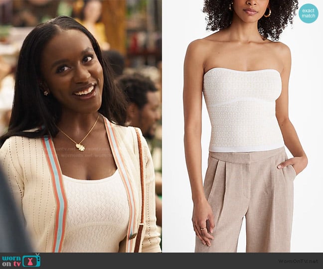 Express Textured Pattern Strapless Sweater Tube Top worn by Teedra (Alexis Brown) on Bel-Air