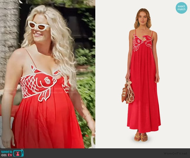 Madison’s red fish embroidered dress on Southern Charm Madison’s red fish embroidered dress on Southern Charm
