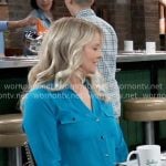 Felicia’s blue button down blouse on General Hospital