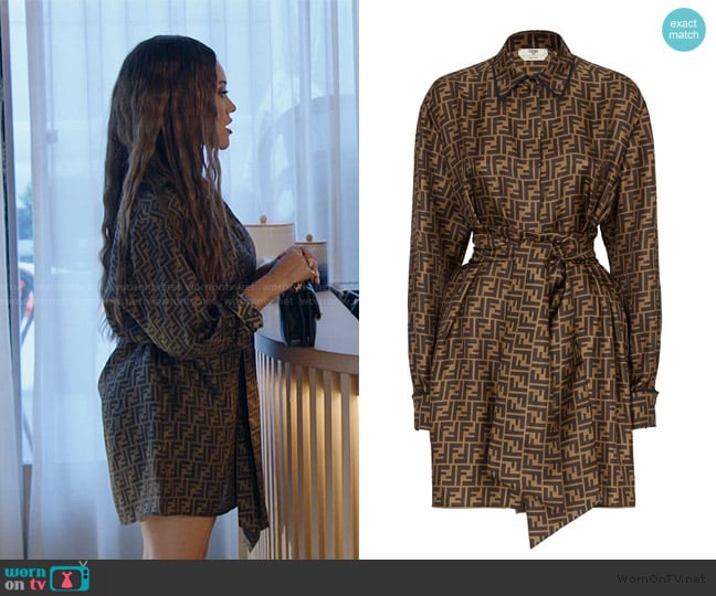 Fendi FF Print Shirtdress worn by Ashley Darby on The Real Housewives of Potomac