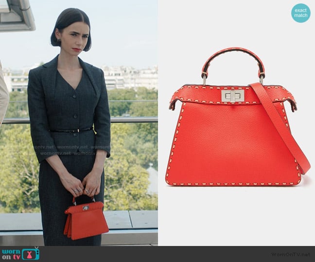 Fendi Peekaboo Iseeu Tote Bag worn by Emily Cooper (Lily Collins) on Emily in Paris