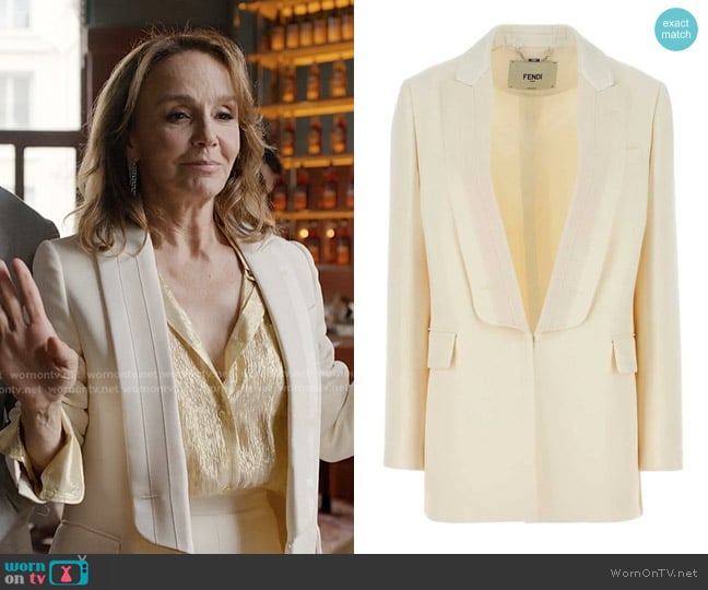 Fendi Wool and Silk Blazer worn by Sylvie (Philippine Leroy-Beaulieu) on Emily in Paris
