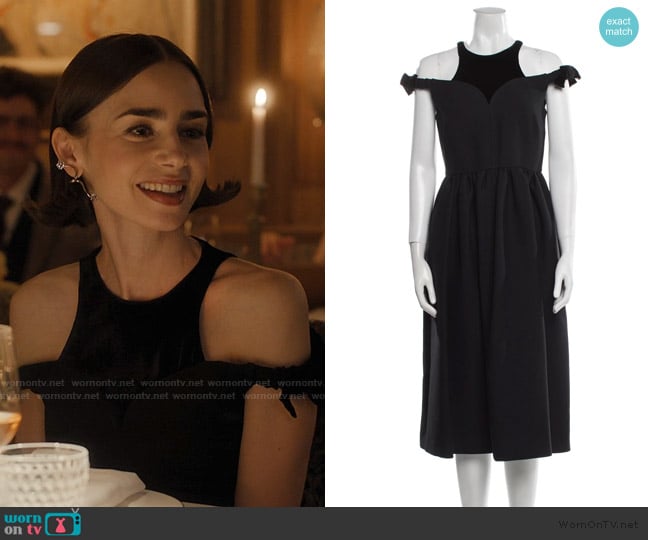 Fendi Wool Midi Dress worn by Emily Cooper (Lily Collins) on Emily in Paris