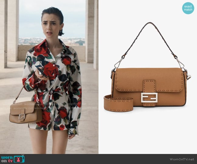 Fendi x Emily in Paris Baguette Bag worn by Emily Cooper (Lily Collins) on Emily in Paris