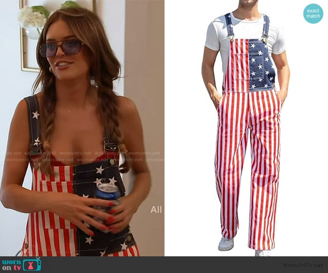 Fiksmigo American Flag Overalls worn by Salley Carson on Southern Charm
