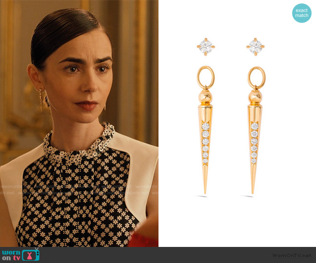 Fine Arts Jewellery Pampille Gold Earrings worn by Emily Cooper (Lily Collins) on Emily in Paris