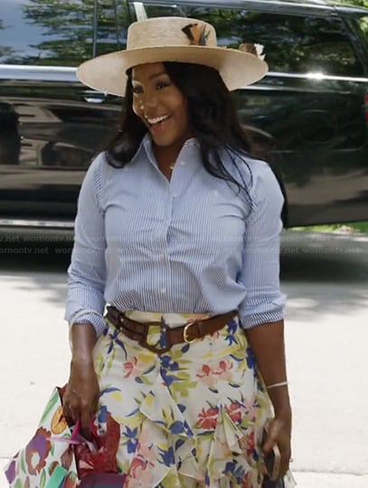 Floral print skirt on The Real Housewives of Potomac