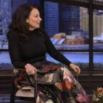 Fran Drescher’s black floral print dress on Live with Kelly and Mark