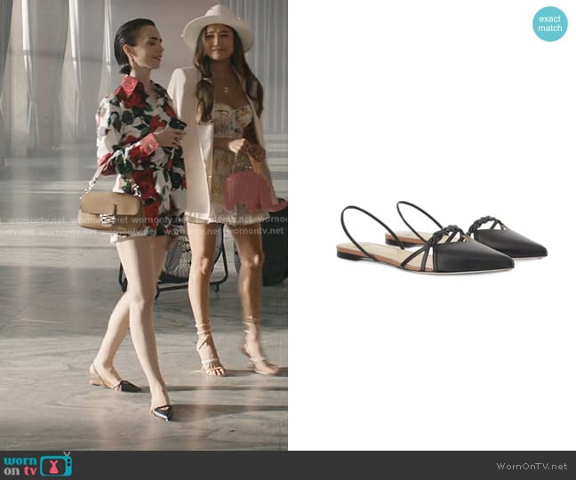 Francesco Russo Leather Flat Pumps worn by Emily Cooper (Lily Collins) on Emily in Paris