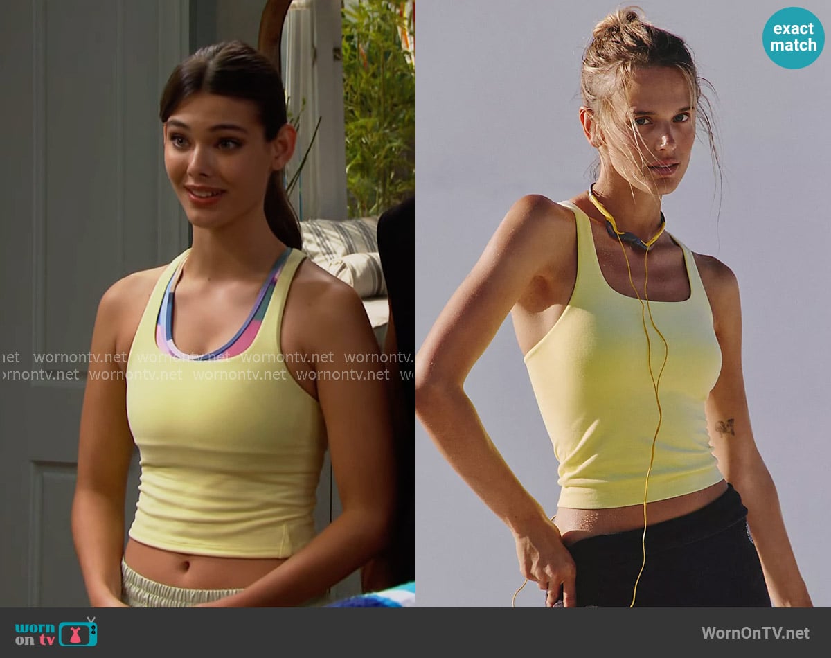 Free People Go To Smooth Square Neck Cami in Washed Sour Citrus worn by Electra Forrester (Laneya Grace) on The Bold and the Beautiful