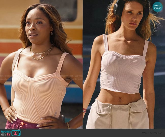 Free People Movement Movement Perfectly Plated Cami in Rose Water worn by Lisa (Simone Joy Jones) on Bel-Air